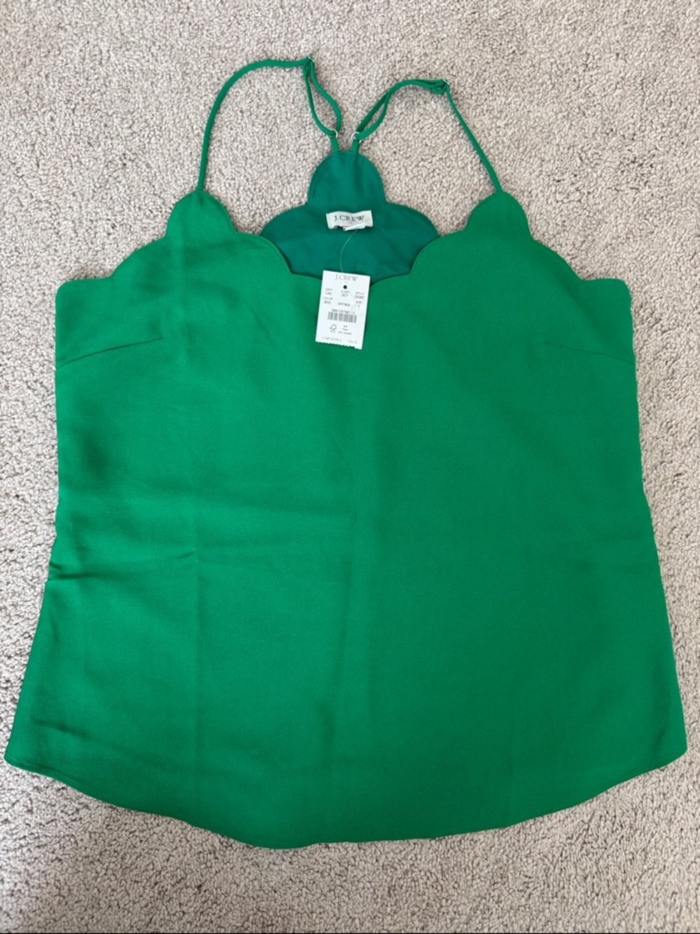 NWT J. Crew Factory Emerald Scalloped Camisole